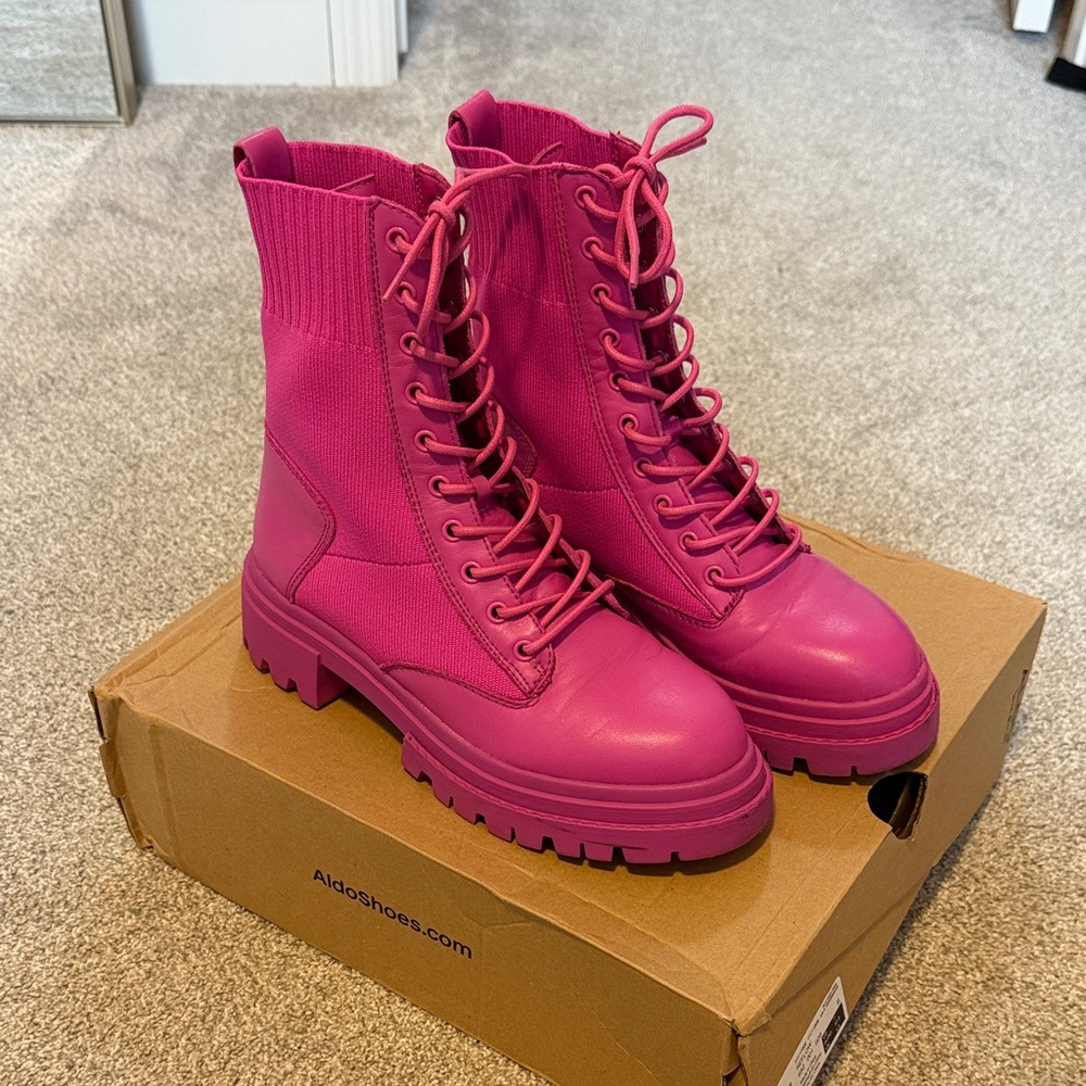 Aldo Women's Reflow Fuchsia Lace-Up Boots - Picture 1 of 10